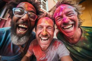 ai gerado africano e americano homens sorridente juntos diversidade conceito com generativo ai foto