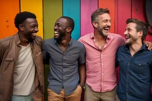 ai gerado africano e americano homens sorridente juntos diversidade conceito com generativo ai foto