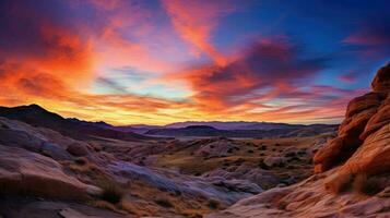 ai gerado estéril Rocha deserto panorama foto