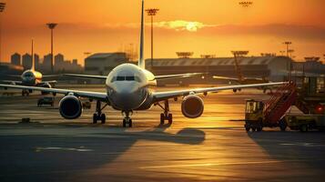 ai gerado voar ar avião fundo foto