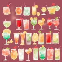 ai gerado coquetel mocktail bebidas coleção ilustração água cor simples fundo foto