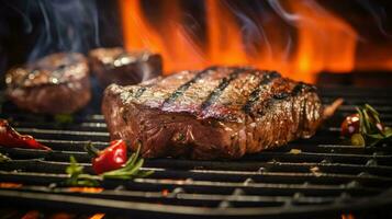 ai gerado carne assado churrasco Comida foto