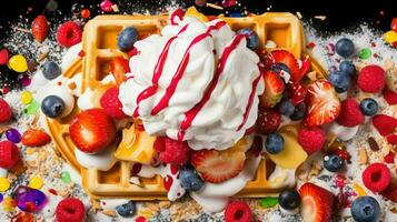 ai gerado Escovar delicioso waffle Comida foto