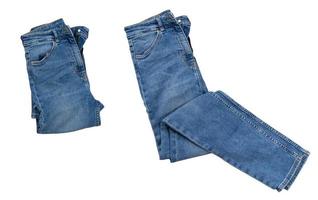 jeans azul definido close up flatlay cópia espaço, textura de jeans ou fundo de jeans, roupas de tendência, beleza e moda, conceito de roupas foto