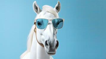 ai gerado engraçado cavalo dentro oculos de sol foto