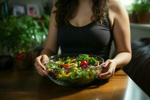 ai gerado peso perda viagem excesso de peso mulher escolhe uma saudável caseiro salada foto