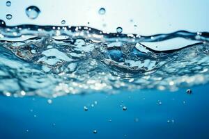 ai gerado bolhas em azul água fundo com uma sereno aquático atmosfera foto