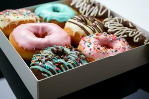 ai gerado delicioso transformação rosquinhas dentro pacote, melhorada e editado apresentação foto