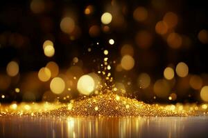 ai gerado celebração fascinar dourado brilhar respingos cria uma bokeh iluminação textura foto