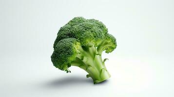 ai gerado brócolis em branco fundo. vegetal, saúde, saudável, vegetariano, fresco foto