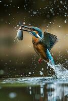 ai gerado uma grande peixe é pegando uma martinho pescatore foto