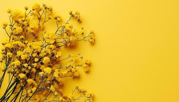 ai gerado uma amarelo pintado parede com uma amarelo pintura foto