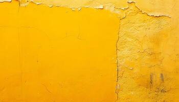 ai gerado uma amarelo pintado parede com descamação pintura foto