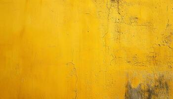 ai gerado uma amarelo pintado parede com descamação pintura foto
