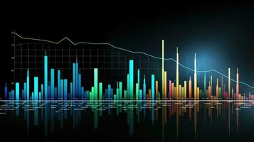ai gerado estoque mercado gráfico em digital fundo. o negócio e financeiro conceito. foto