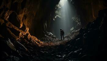 ai gerado revelação mistérios dentro a profundidades do espeleologia foto