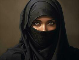 ai gerado muçulmano menina com hijab foto