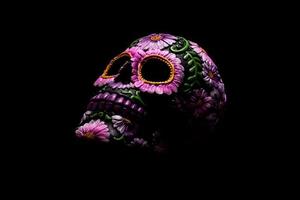 crânio mexicano típico com flores pintadas foto
