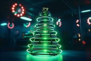 ai gerado Natal árvore conceito fez do luz trilha tecnologia conceito foto