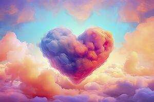 ai gerado lindo colorida dia dos namorados dia coração dentro a nuvens Como abstrato fundo. ai gerado foto