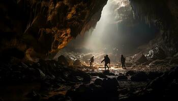 ai gerado revelação mistérios dentro a profundidades do espeleologia foto