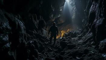 ai gerado revelação mistérios dentro a profundidades do espeleologia foto