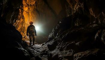 ai gerado revelação mistérios dentro a profundidades do espeleologia foto