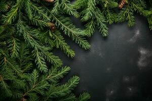 ai gerado Natal árvore galhos natural papel de parede natural pano de fundo para seu Projeto plano deitar cópia de espaço foto