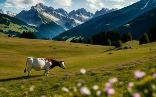 ai gerado austríaco alpino esplendor idílico pastar dentro tirol Prado ai gerado foto