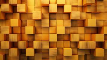 ai gerado abstrato de madeira 3d cubos, dourado madeira textura para fundo foto