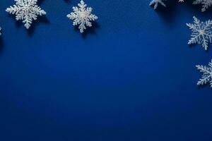 ai gerado azul fundo. alegre Natal e Novo ano bandeira com cópia de espaço. pró foto