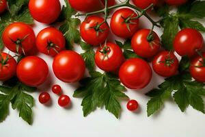 ai gerado maduro tomate legumes dentro a cozinha mesa profissional publicidade Comida fotografia foto