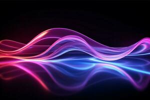 ai gerado azul e Rosa luz dança dentro uma deslumbrante abstrato onda tecnologia foto