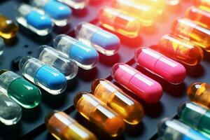 ai gerado remédio Essenciais antibióticos pílulas dentro a farmacêutico reino do cuidados de saúde foto