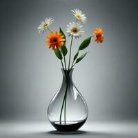 ai gerado vaso vidro moderno branco vaso flor minimalista interior decoração. ai generativo foto