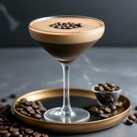 ai gerado uma sofisticado torção em a clássico espresso martini, apresentando com infusão de chai vodka, café licor, e recentemente fabricado café expresso. ai generativo foto