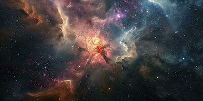 ai gerado noite céu universo preenchidas com estrelas, nebulosa e galáxia. foto