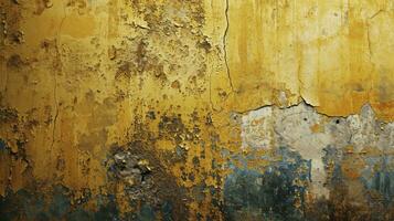 ai gerado abstrato ouro resistido parede pintado fundo. foto