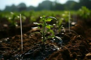 ai gerado de Meio Ambiente mordomia uma árvore ser plantado para contribuir para clima mudança mitigação ai gerado foto