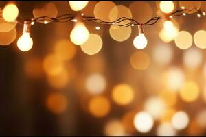ai gerado brilhando Natal luzes iluminar a brilhante decorações foto