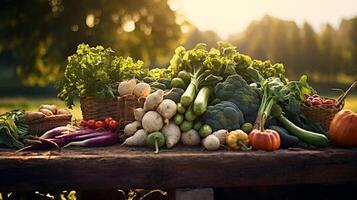 ai gerado uma recompensa colheita do orgânico legumes. generativo ai foto