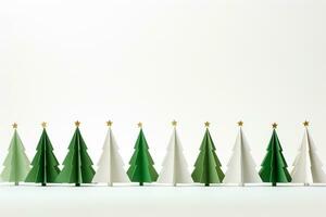 ai gerado Natal árvore dentro papel estilo em branco fundo foto