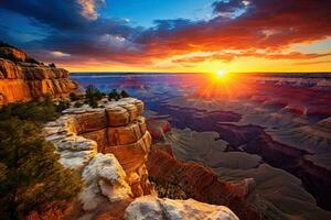 ai gerado pôr do sol sobre grande desfiladeiro nacional parque, arizona, Unidos estados, ai gerado foto