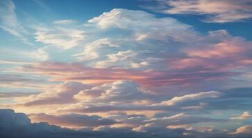 ai gerado céu com nuvens, céu e nuvens, cênico Visão do nuvens dentro a céu foto