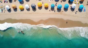 ai gerado topo Visão do a mar, oceânico visualizar, coral azul água foto