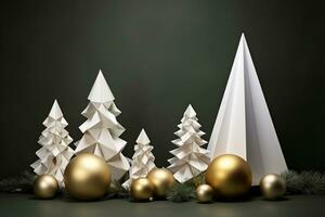 ai gerado Natal árvore dentro papel estilo em branco fundo foto