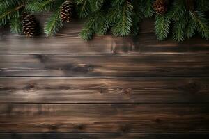 ai gerado Natal feriados composição do abeto árvore galhos com presentes cópia de espaço foto
