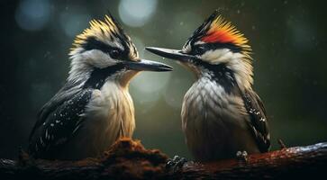 ai gerado fechar-se do atropical selvagem pássaro dentro a floresta, tropical selvagem pássaro, selvagem pássaro dentro a floresta, pássaro sentado em a árvore foto