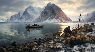 ai gerado iceberg dentro polar regiões, iceberg dentro antártico, ártico icebergs cena, gelo lago com icebergs foto