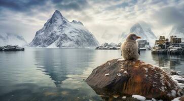 ai gerado selvagem pássaro dentro a ártico, selvagem pássaro dentro polar região foto
